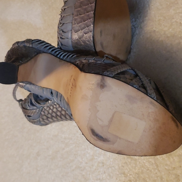 DIOR size 8 1/2 color gray leather and snake skin leather with straps 100% AUTHE - Picture 7 of 8